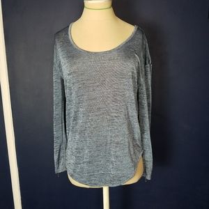 Armani Exchange Long Sleeve Scoop Neck Shirt Blue/